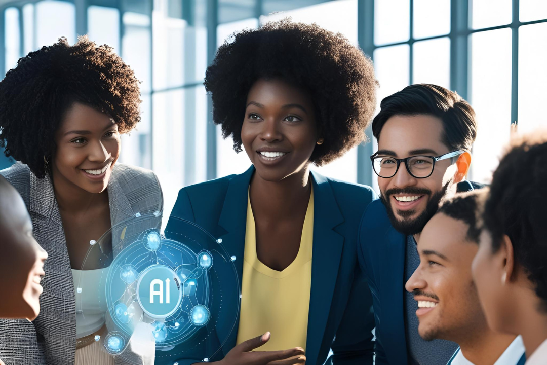 Team brainstorming on AI journey